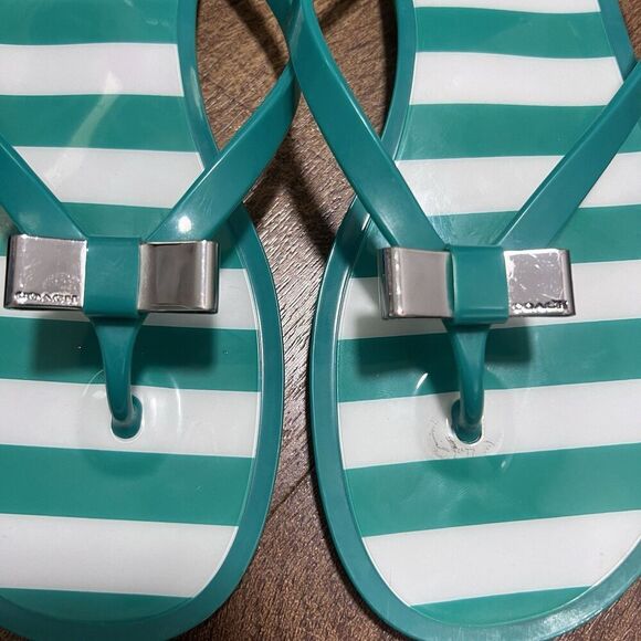 Coach Women's Landon Green-White Sandal Size 9 - Picture 9 of 9
